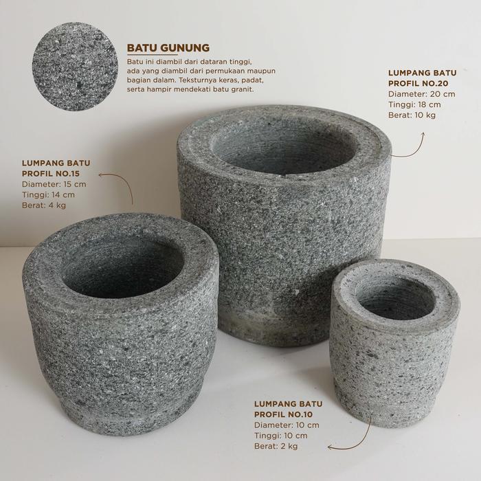 Lumpang / Alu / Alat Penumbuk Bumbu Dapur Batu Asli