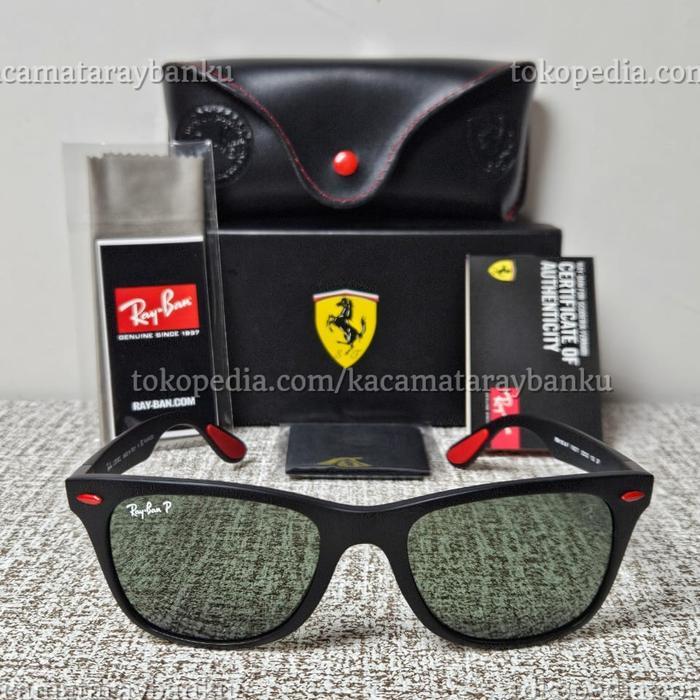Kacamata RayBan Liteforce Ferrari RB4195M 52 20 Polarized F60271 Black Matte Original