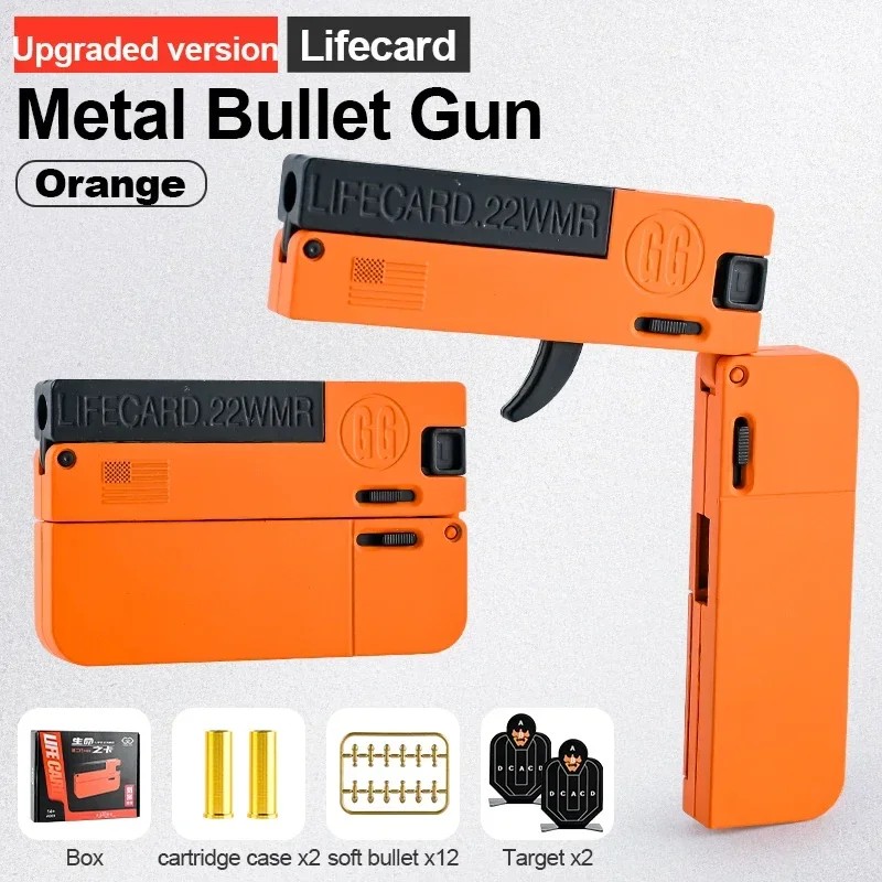 New Lifecard Folding Toy Pistol Handgun Toy Card Gun With Soft Bullets Alloy Shooting Model Adults