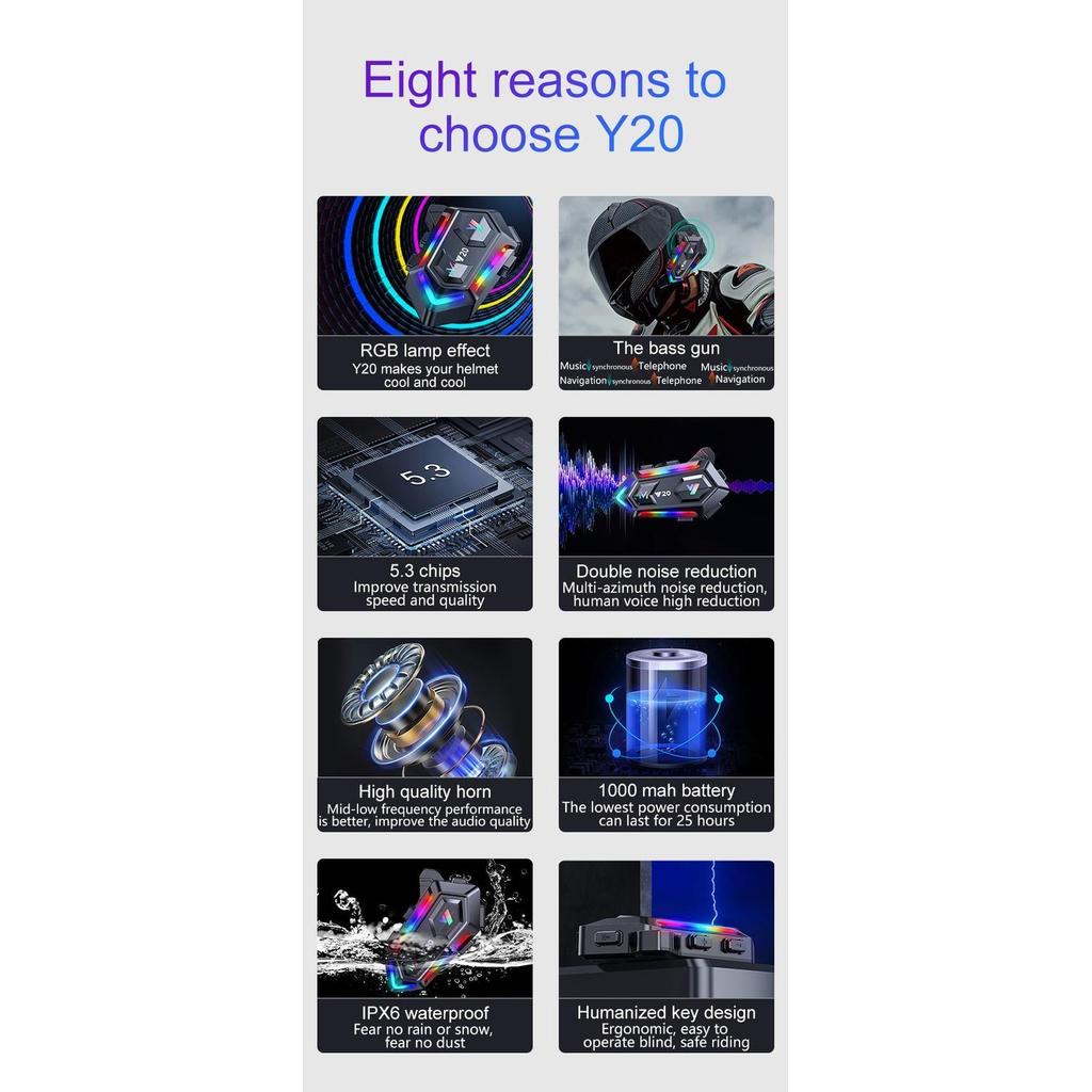 Intercom Y20 Headset Sepeda Motor Intercom Bikers