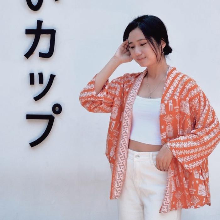 CARDIGAN Outer Batik Kerja. Batik Blazer - Ondel ondel betawi