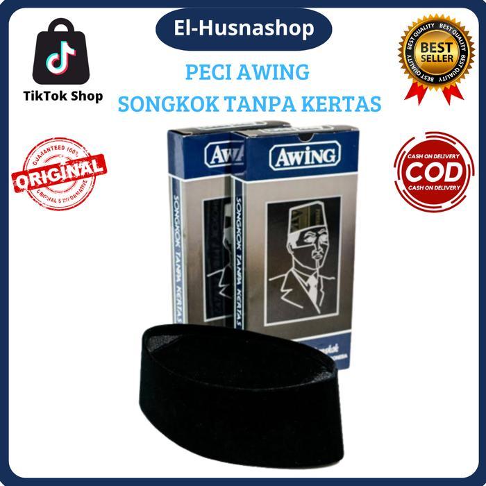 Peci Awing AC Hitam Original Songkok Tanpa Kertas Songkok Awing Asli