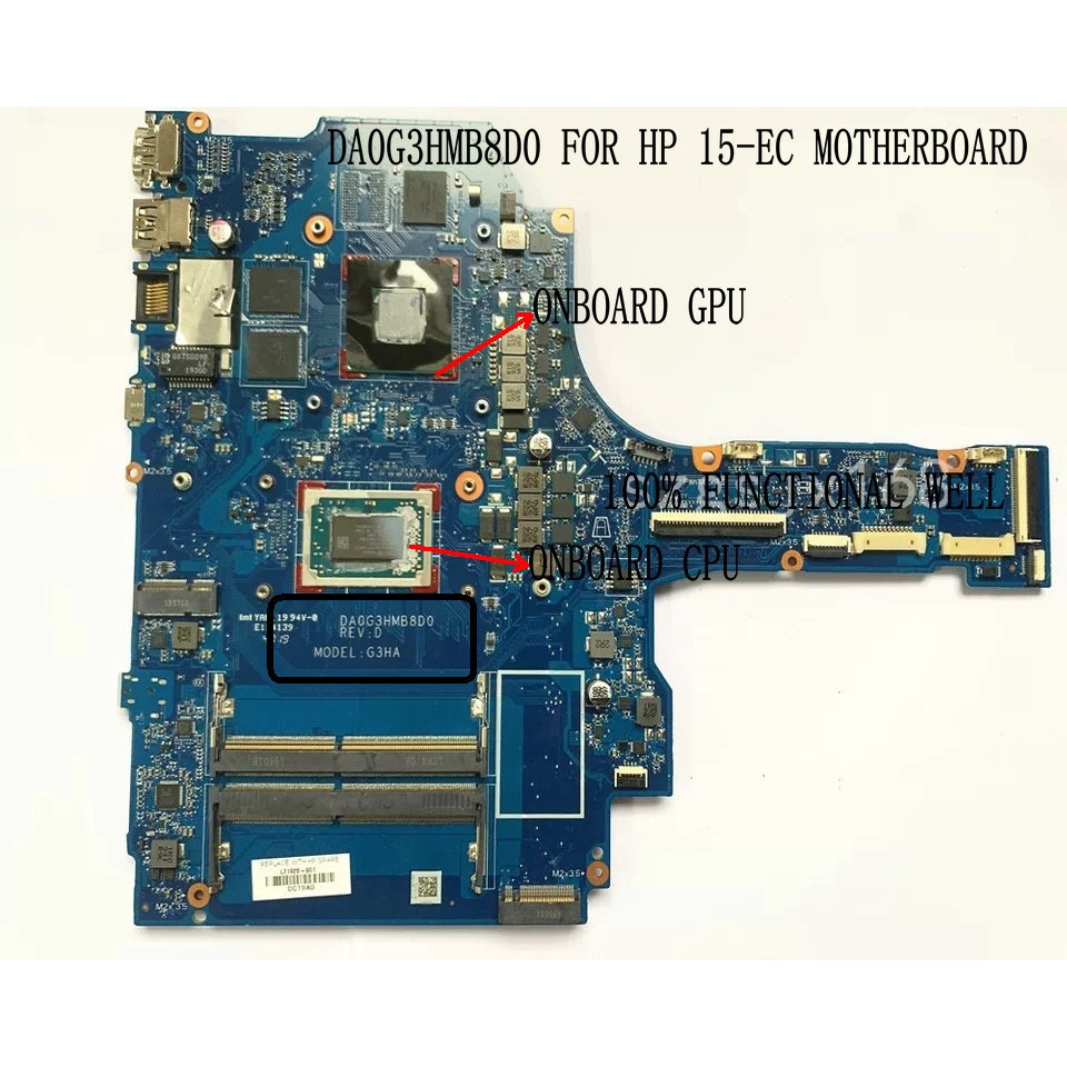 FAST SHIPPING ORIGINAL For HP PAVILION GAMING 15-EC Laptop Motherboard DA0G3HMB8D0 REV: D RYZEN 5 R5