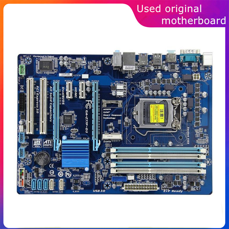 Used LGA 1155 For Intel Z77 GA-Z77P-D3 Z77P-D3 Computer USB3.0 SATA3 Motherboard DDR3 32G Desktop Ma