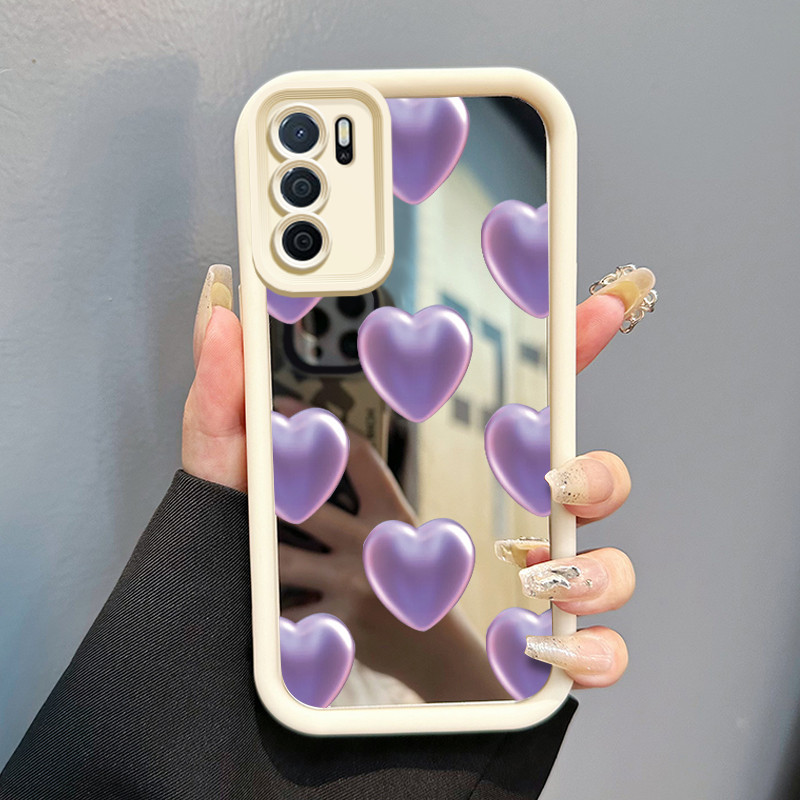 Casing Hp OPPO A16 OPPO A16s OPPO A54s Case HP Casing pola Cinta ungu Kasing cermin Cesing Silikon S