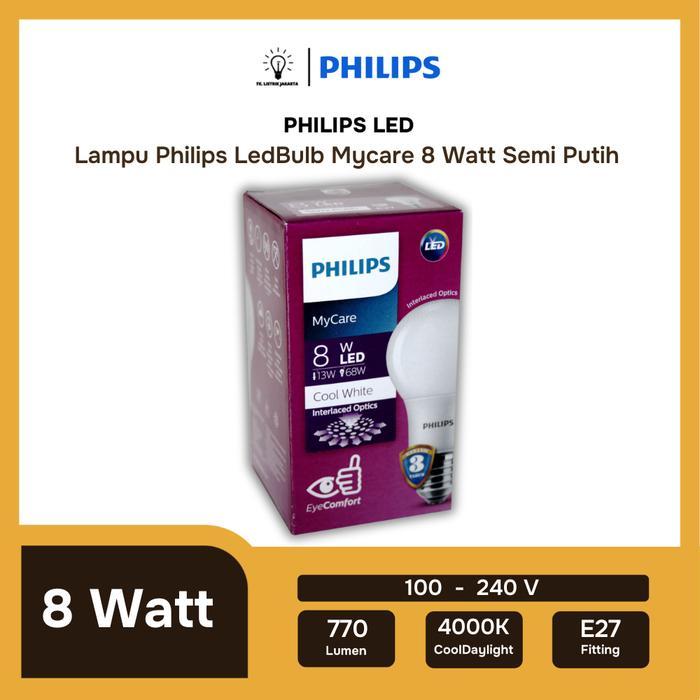 New Lampu LED Bulb Philips Mycare 8W E27 4000K Semi putih
