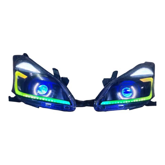 Terbaru headlamp custom Avanza Xenia 2012 /2013/2014 full biled LED alis RGB