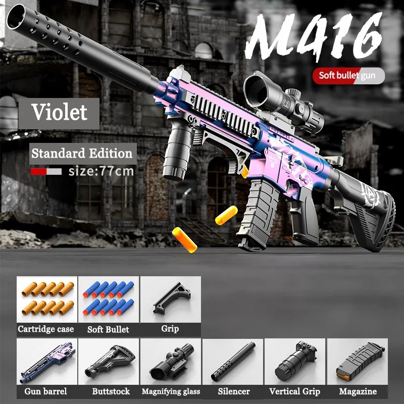 Dumped M416 Soft Bullet Gun Toy Gun Can Be Fired Manually Loaded Assault Rifle Submachine Gun Model