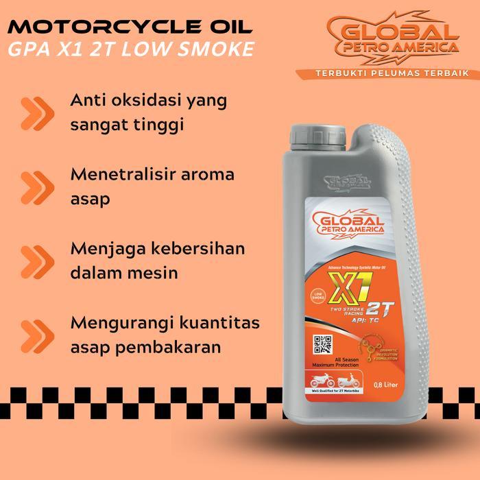 GPA X1 2T API TC Low-Smoke untuk Oli Samping Mesin 2-stroke