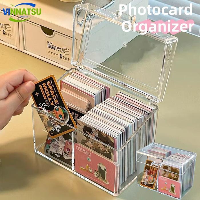 [Vinnatsu]Kpop Photocard Organizer Wadah Photocard Toploader Collect Box Anti Debu Card Storage Box