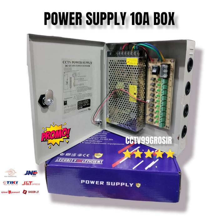 Power Supply Box Adaptor Cctv 12V 10A Untuk 8 Cctv New