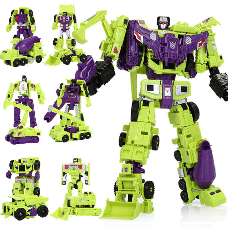 New 6In1 Devastator HZX Transformation Toys Anime Action Figure KO G1 Robot Aircraft Engineering