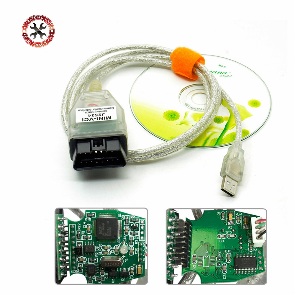 Mini Vci Newest Software For Toyota J2534 Obd Obd2 Car Diagnostic Cable Scanner Tool Tis Techstream