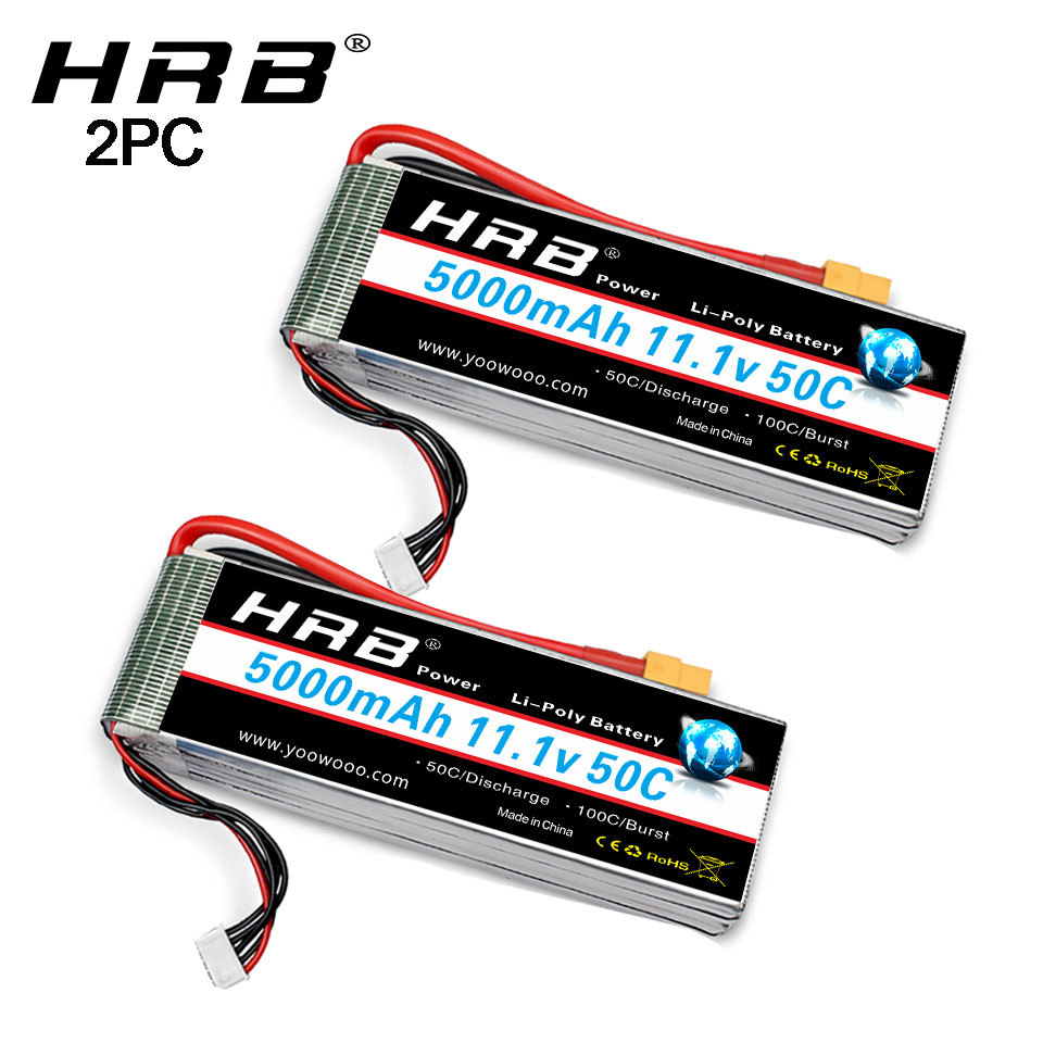 2Pc Hrb 2S 3S 4S Lipo Battery 7.4V 11.1V 14.8V 1300Mah 3000Mah 4000Mah 5000Mah 6000Mah For Rc Car