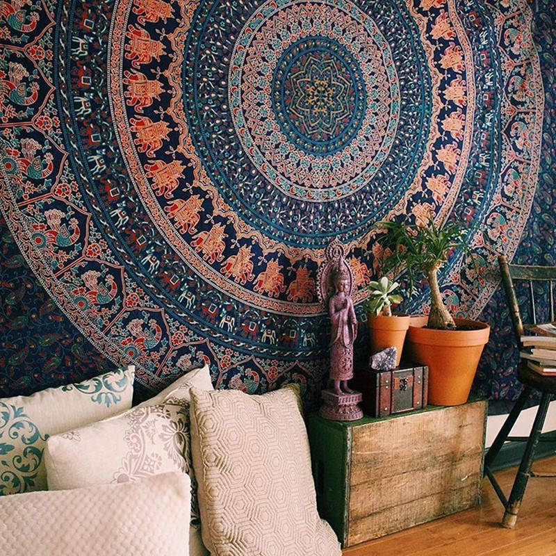 Mandala tapestry macrame wall tapestry Wall Hanging Bohemian Beach Mat Polyester Thin Blanket Yoga