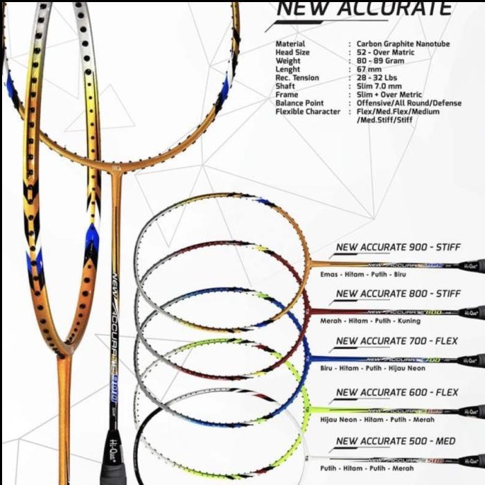 Raket Badminton HIQUA HQ NEW ACCURATE 600/700/800/900 + GRIP ORIGINAL