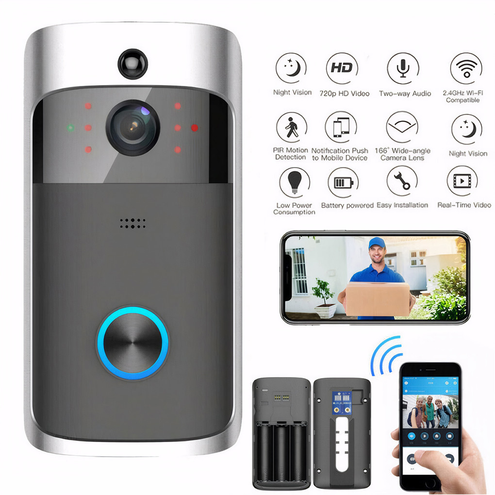 Video Doorbell Camera Hd Wifi Doorbell Wireless Operated Motion Detector Audio & Speaker Night