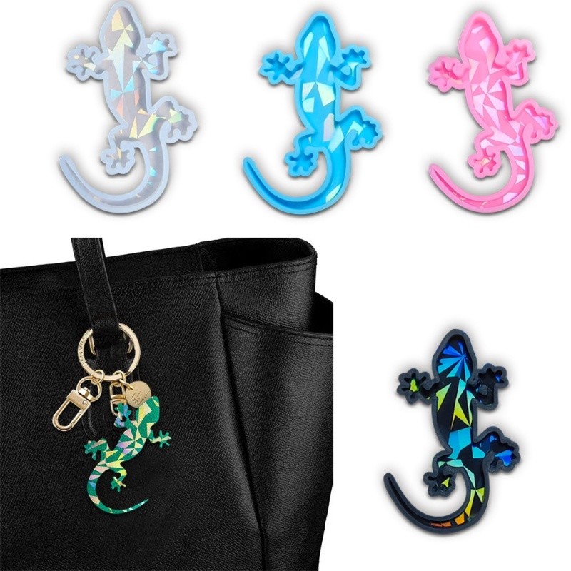 DIY Holographic Gecko Keychain Silicone Mold Cake Baking Gypsum Bag Pendant Epoxy Resin Mold Jewelry