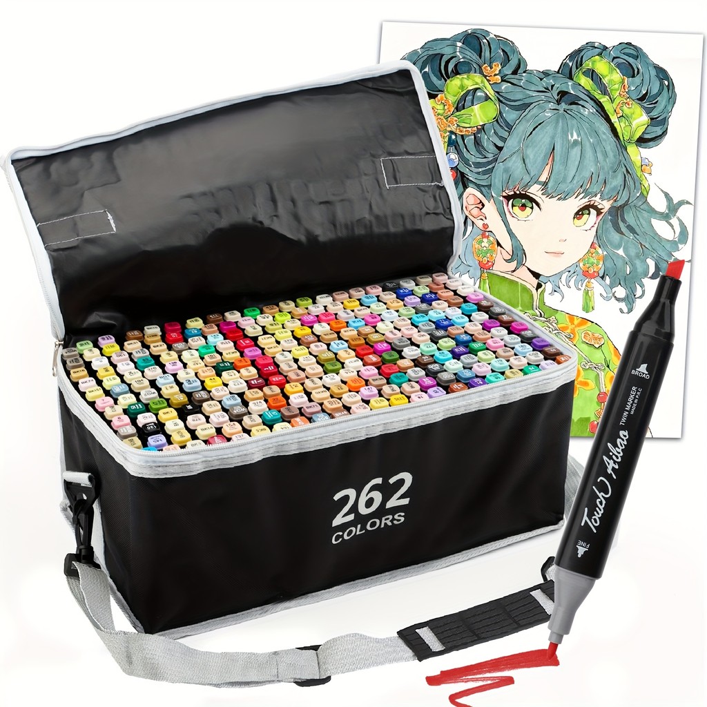 120/168/204/262 Color Dual-Tip Marker Set Quick-Dry Sketching Markers for Painting Professional