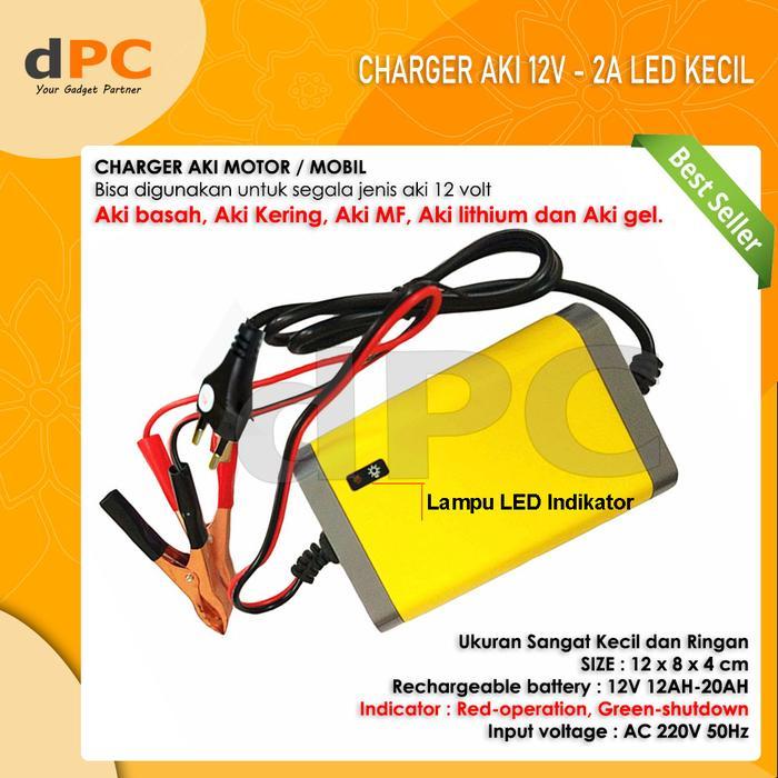 Charger Aki Led Kecil Portable 12V-2A Motor Dan Mobil