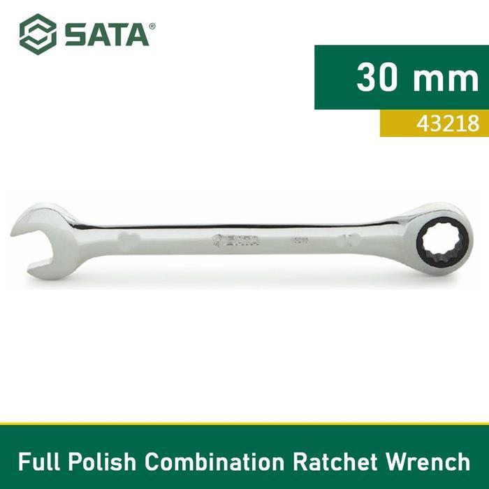 Gercep Kunci Ring Pas 30Mm Sata 43218 Full Polish Combination Ratchet Wrench Terlaris