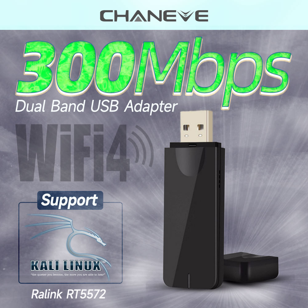 Kali Linux Wi-Fi Adapter RT5572 Chipset Dual Band 300Mbps Wireless USB WiFi Adapter Network Card Bui