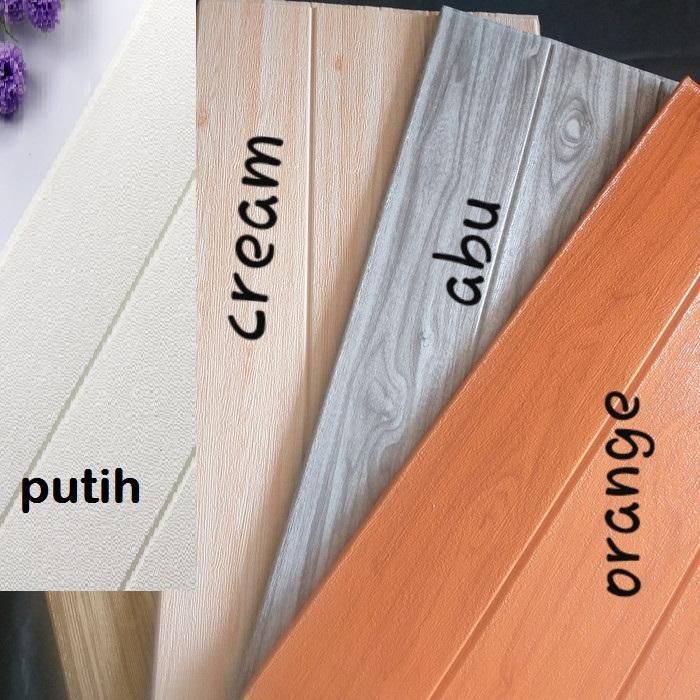 New wallpaper dinding sticker foam 3D motif kayu
