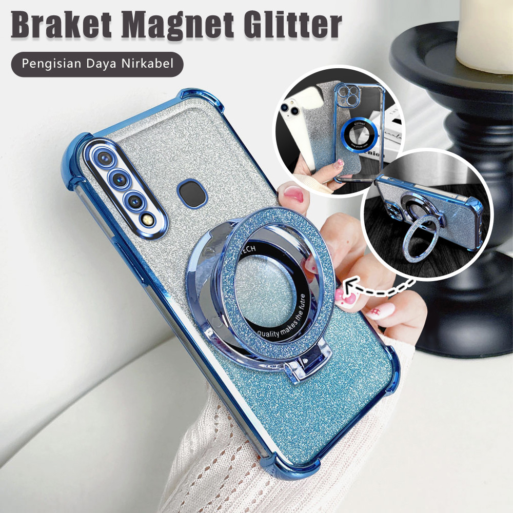 Casing Hp Untuk VIVO Y19 Phone Case Ponsel Braket Softcase Kesing Glitter Case Kartu Berkilau Mengur