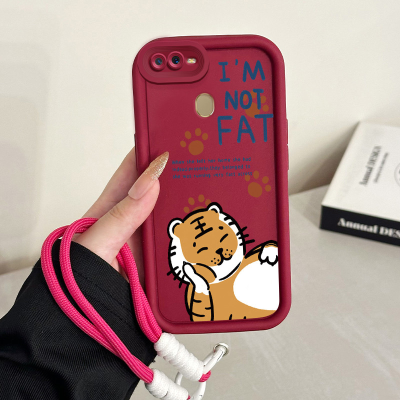 Casing Hp untuk OPPO A7 A5s A12 A12s A11K Case Casing HP Softcase Ponsel Soft Shell dengan Tali Sili