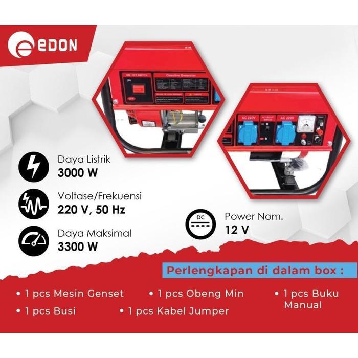 GENSET 3000 Watt EDON 3300 DAN GENSET PT3300 Gasoline Generator Generator Bensin 4 tak Edon