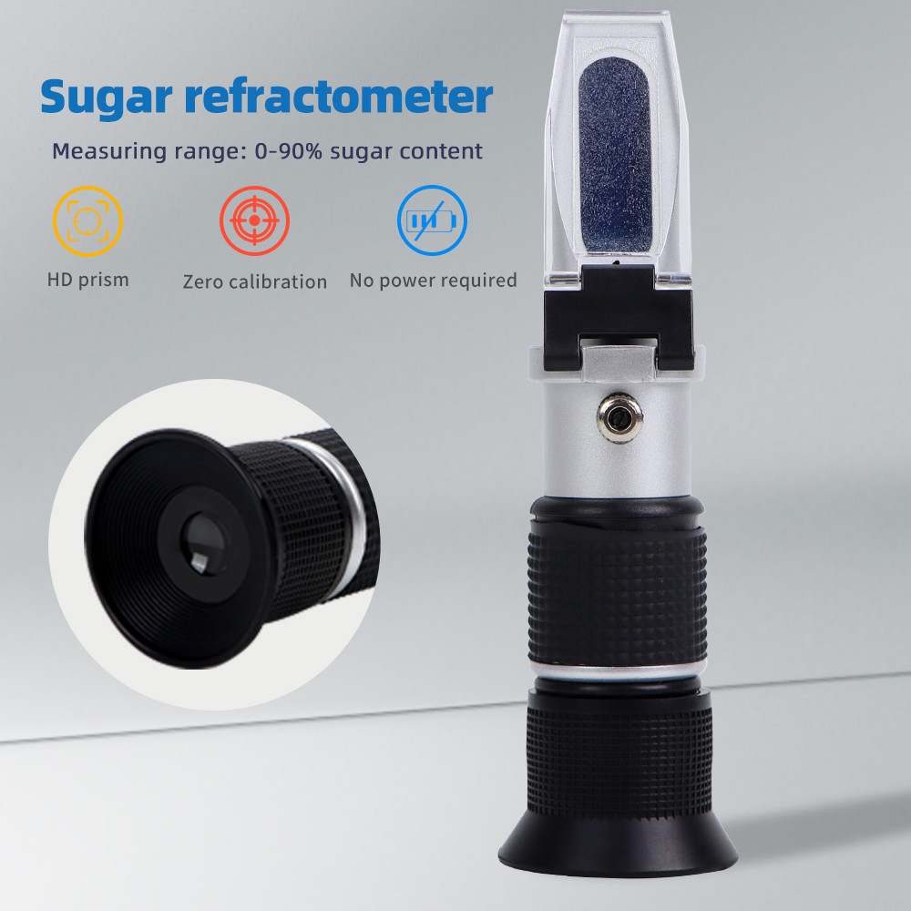 Handheld 0-90% Sugar Refractometer Brix Refratometro For Fruit Juice Liquids Sugar Content Atc