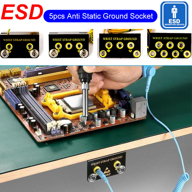 SALE Anti Static Grounding Socket 5pcs L-shaped 2/3/4/5/7 Hole ESD Grounding Terminal Wrist Strap Gr