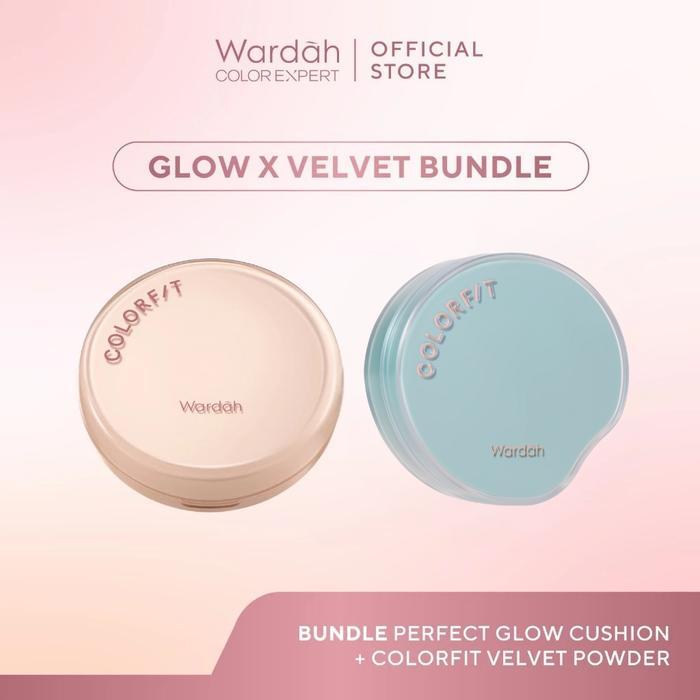 New Wardah Bundle Colorfit Perfect Glow Cushion + Velvet Powder Foundation - Cushion & Bedak Glowing