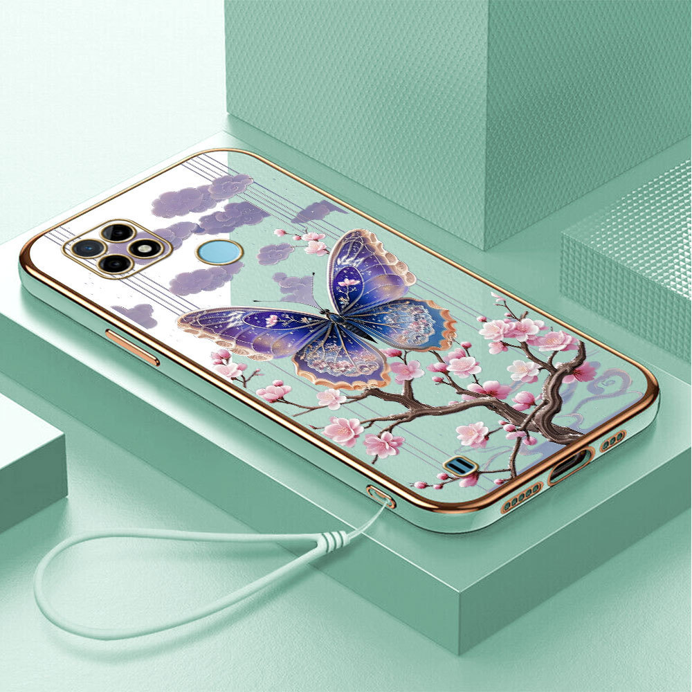 Casing Hp Untuk Realme C21Y C25Y Lokal Stock Lanyard Gratis Phone Case Softcase Kesing Cassing Kupu-