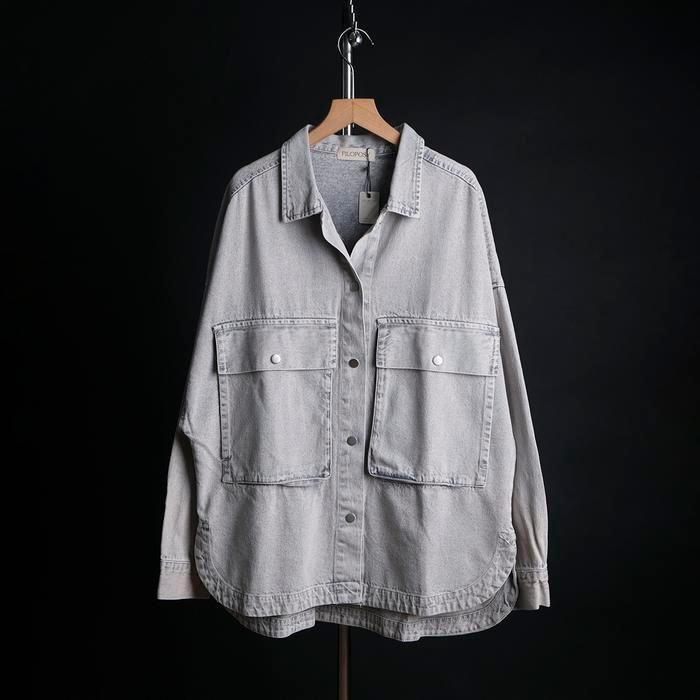 Terpopuler Filoposy Atasan Wanita Ona Shacket Grey Cardigan Baju Jaket Basic Terlaris