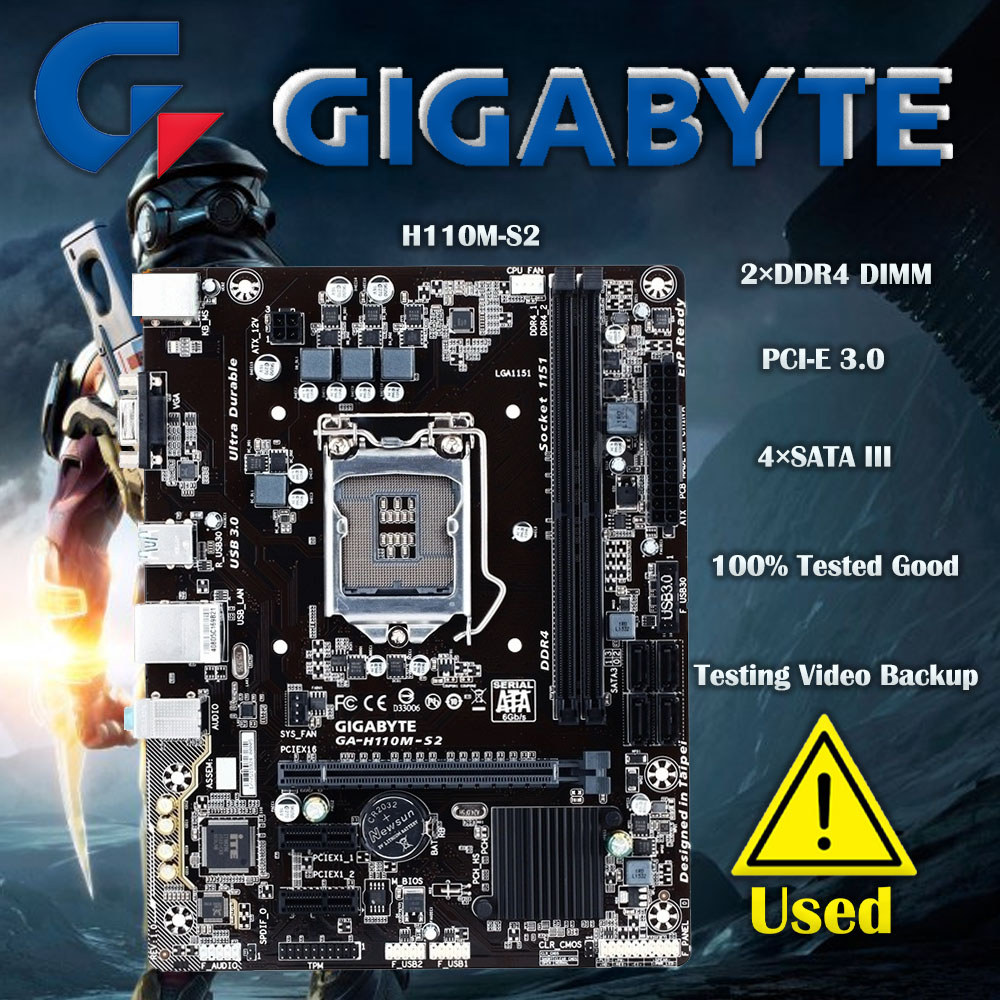 Used GIGABYTE GA-H110M-S2 Motherboard H110 LGA 1151 i3 i5 i7 DDR4 32G