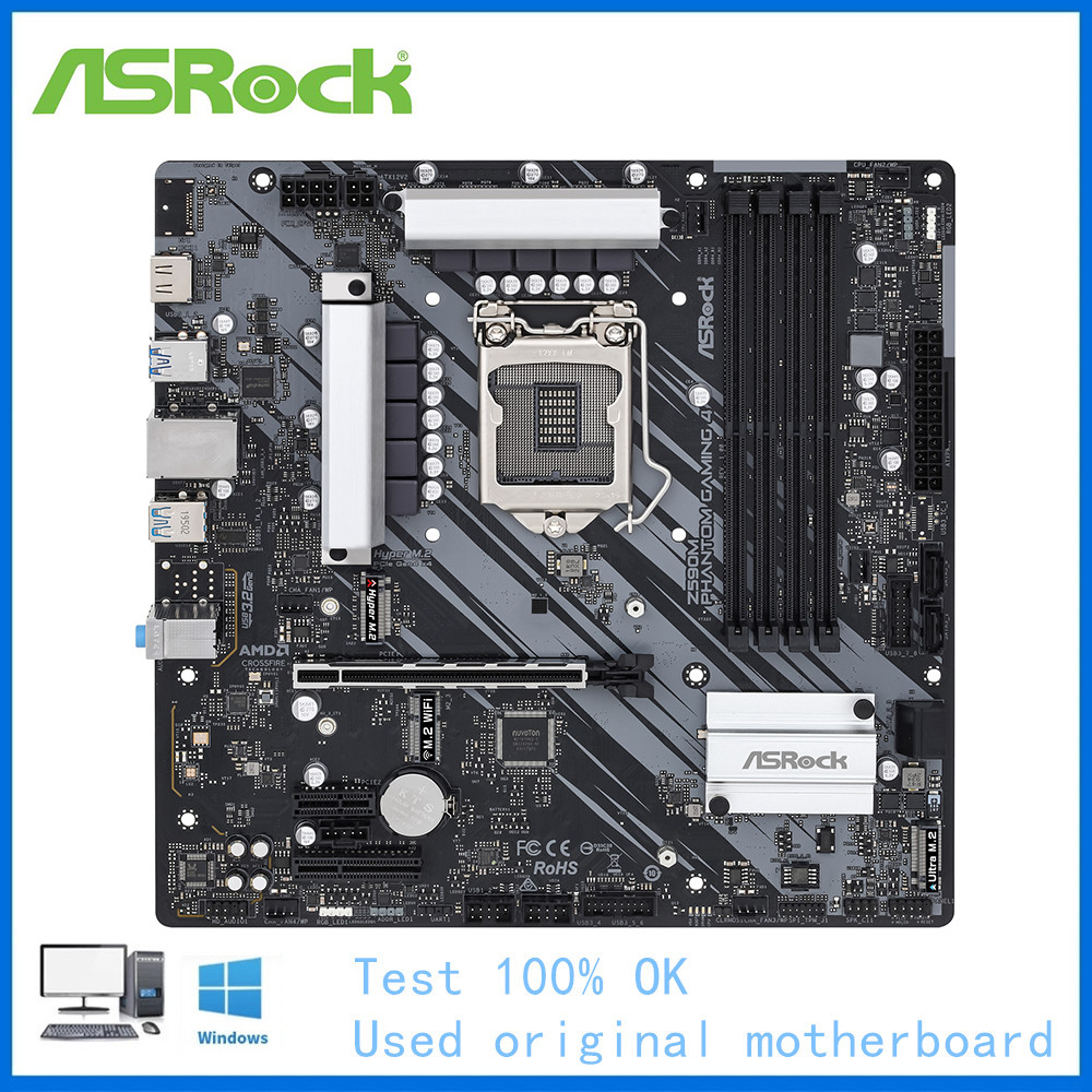 Z590 Used For ASRock Z590M Phantom Gaming 4 LGA1200 DDR4 Desktop Mainboard 11th 10th Gen Motherboard