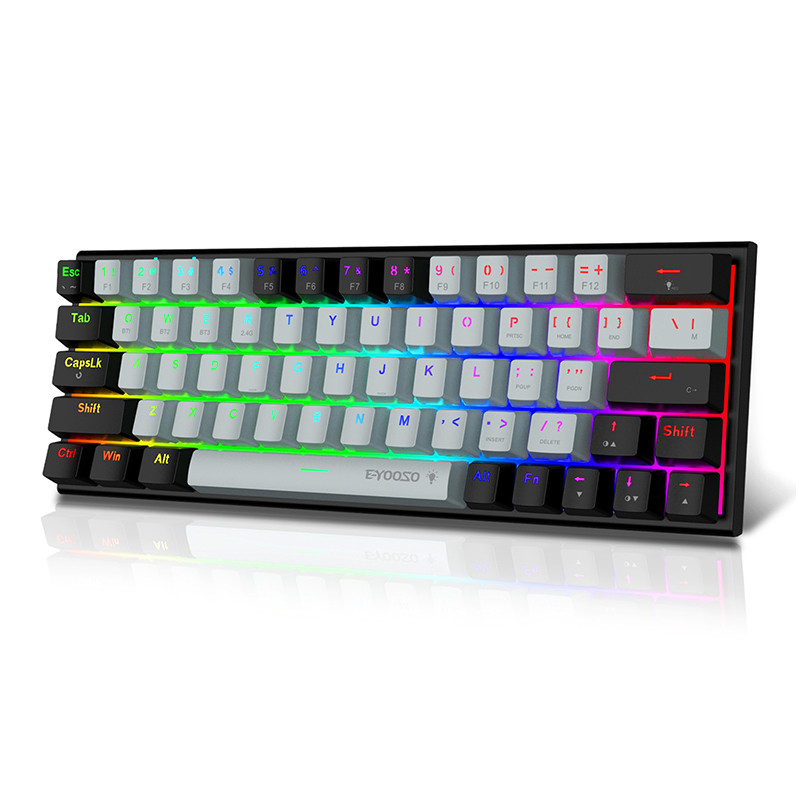 YYHC-Mini 61 Keys Computer Gaming Keyboard 60% Wireless RGB Backlit Mechanical Gaming Keyboard