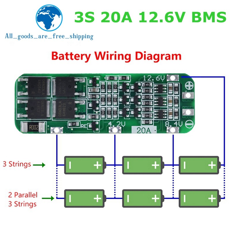 1/3Pcs Bms 3S 20A Li-Ion Lithium Battery 18650 Charger Pcb Bms Protection Board For Drill Motor