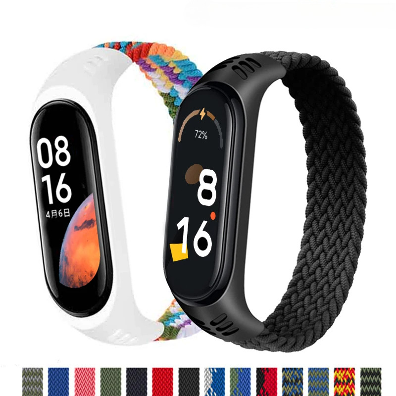 Bracelet For Mi Band 6 7 Strap Nylon Braided Solo Loop Pulseira Bracelet Miband5 Wristband Belt Mi