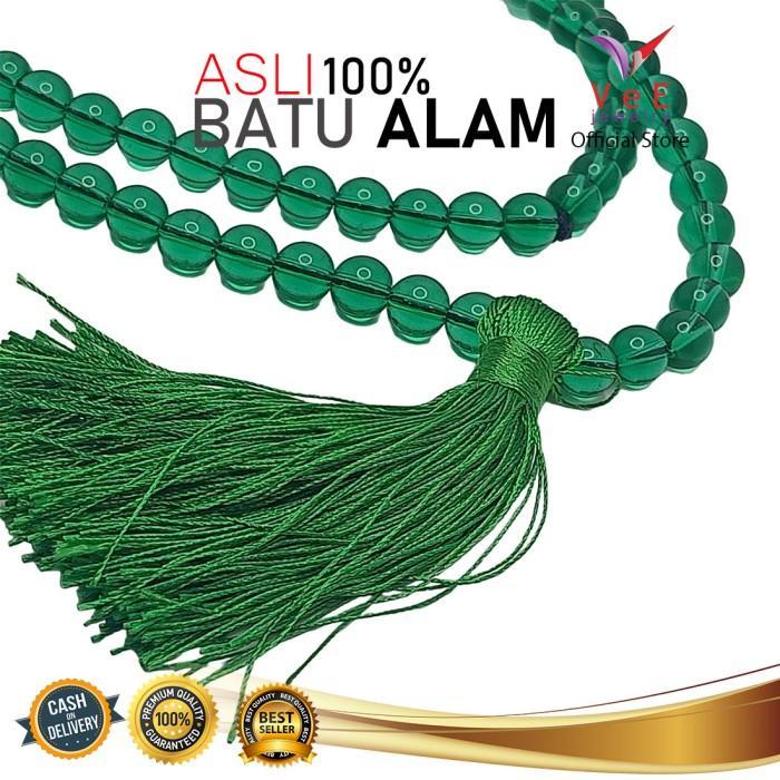 ORIGINAL Tasbih 99 Butir Batu Giok China Asli 8mm Hijau Tua Natural- VeE Kalung READY STOCK