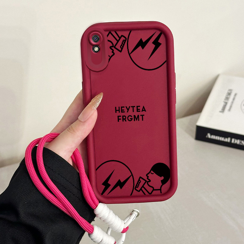Casing Hp untuk Xiaomi Redmi 9A 9I Case Casing HP Softcase Ponsel Soft Shell dengan Tali Silikon Kas
