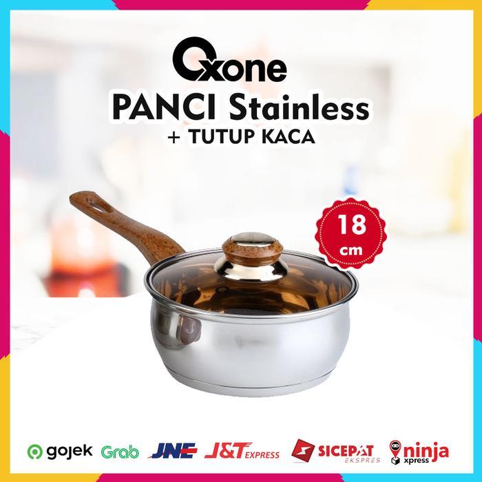 mq3a- Panci Stainless Steel + Tutup Kaca Satuan Oxone 18Cm