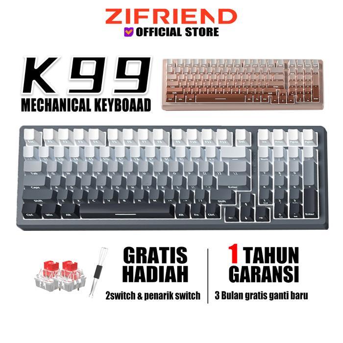 Produk Hits Zifriend K99 Gradient Mechanical Keyboard Hotswap White Light Gaming Keyboard