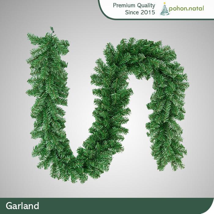 SALE Garland Aksesoris Hijau Pohon Natal Daun Dekorasi