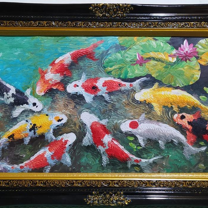 lukisan ikan koi timbul