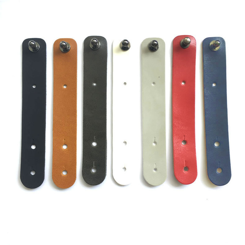 2Pcs Leather Cable Winder Power Line Data Buckle Cable Ties Earplug Headphones Removable Anti-Loss R