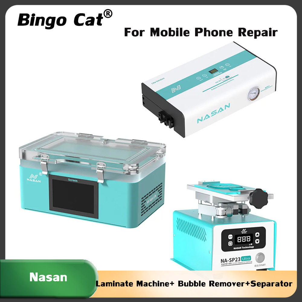 Nasan Supa Lite Vacuum Laminate Machine Set B2+ OCA Bubble Remover SP23U Separator for Flat Curved T