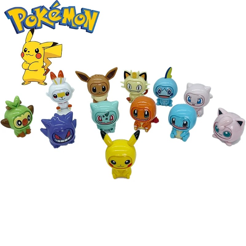 Pokemon Anime Genuine Pikachu Bulbasaur Pokeball Model Set Eevee Gengar Mewtwo Action Figure Face-Ch