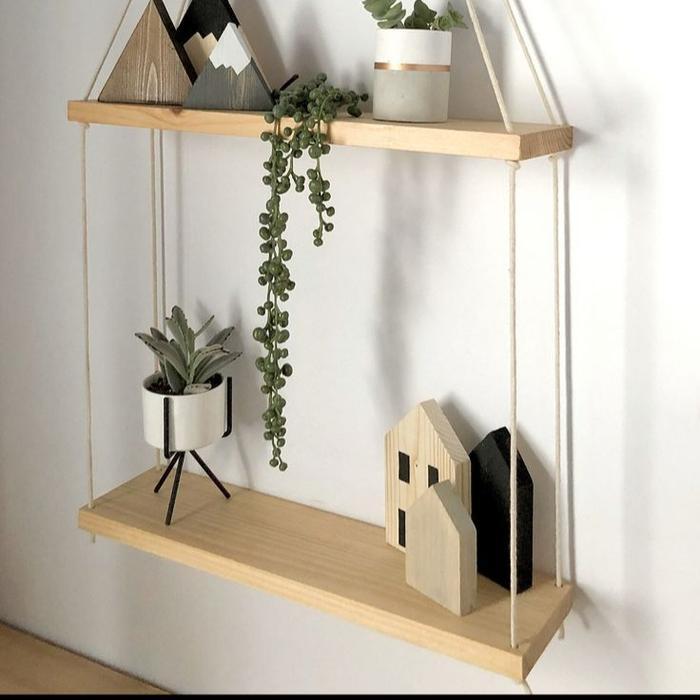 rak ambalan 203 hiasan dinding macrame bahan tali katun